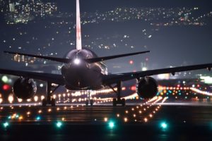 Airplane on the runway, taking off in Thailand