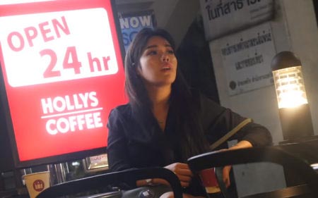 Cute Ladyboy in Thailand Coffee Shop